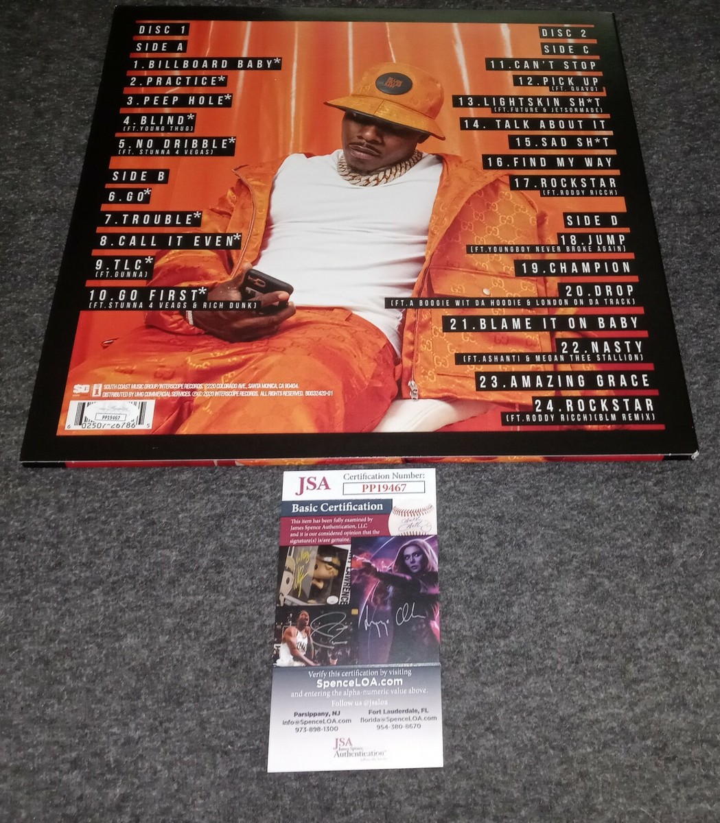 DaBaby da baby blame it on baby Signed Vinyl Jsa rockstar bop Rap