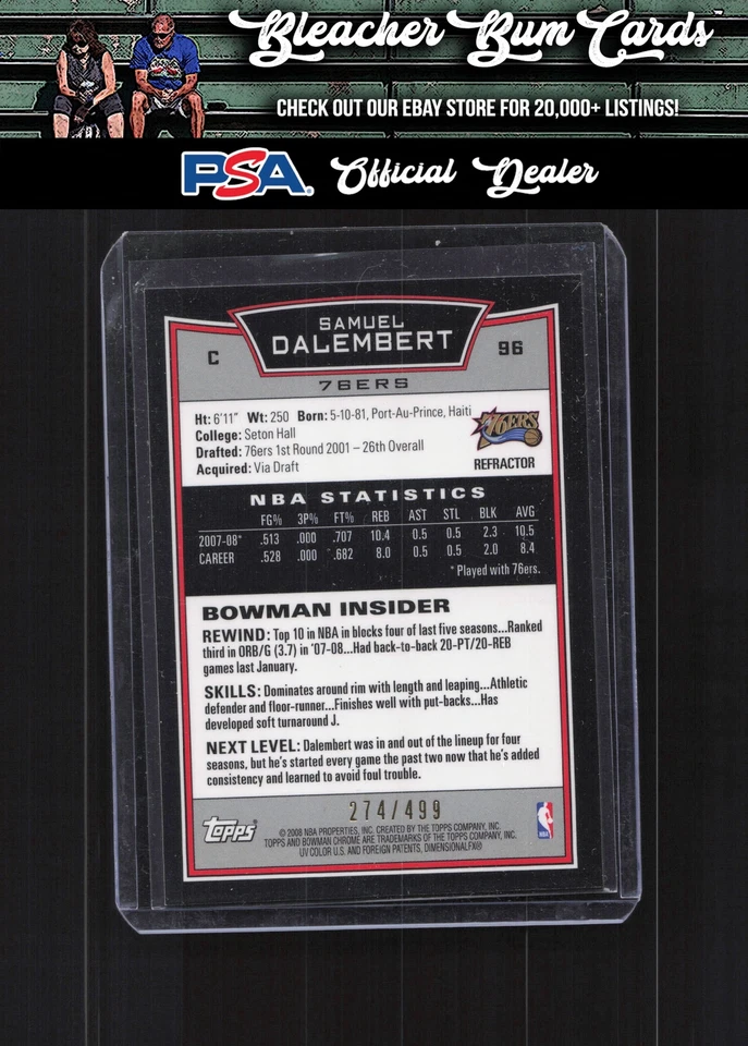 Refractores cromados Bowman 96 Samuel Dalembert 2008-09 #/499 Foto 2 de 2