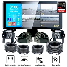 10" Quad Monitor 360° Parking System DVR backup HD Cameras For Truck RV BUS