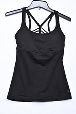 Prana Running Strappy Sports Black Bra Yoga Cross Back Padded Cups Women's Sz XS