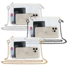Clear Crossbody Purse Stadium Bag with Chain Shoulder Strap Approved Sports Zip
