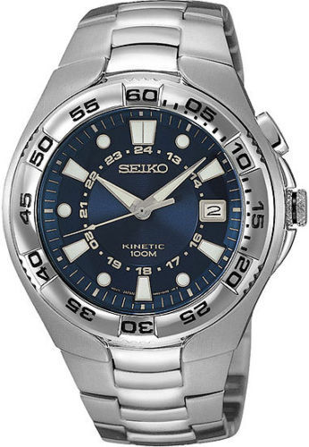Seiko-Men-039-s-Kinetic-Military-Blue-Dial-100m-Steel-Watch-SKA223-SKA223P1