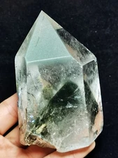 Natural Clear Green Ghost Pyramid Garden Quartz Crystal Love Point Healing