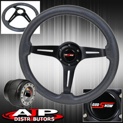 Adapter For 89-05 Eclipse + Gunmetal Wood Black Center Deep Dish Steering Wheel