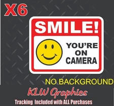 6x Security Video Surveillance Burgler Sticker Decal Sign Camera Home Smile on