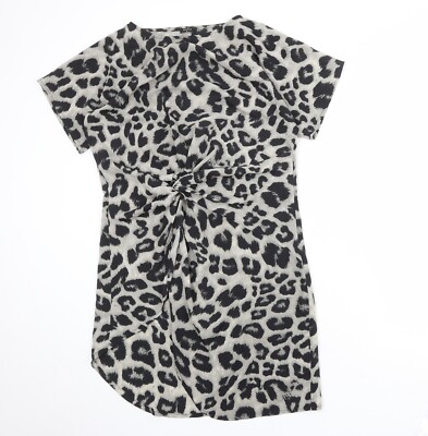 Vonda Damen Beige Animal Polyestermischung A-Linie Größe S U-Boot Ausschnitt - Löwe