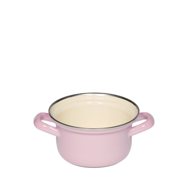 Riess Kasserolle Mit Chromrand Ø12Cm 0,5L Pastell Rosa Emaille-image
