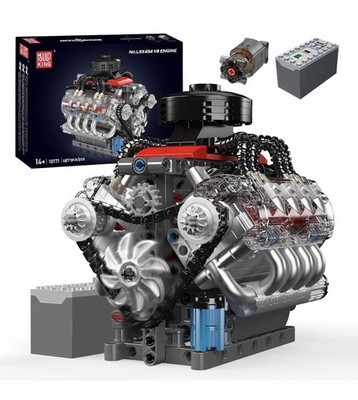 Mould King 10171 V8 Engine Motor Engineering Model Building Block Toy Collection