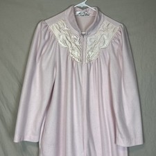 Vintage Komar Quilted Women's MEDIUM Robe Zip Housecoat -Outer Fleece