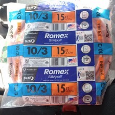 Brand New Indoor Wire/Copper NM-B CABLE 10/3 -15ft Nonmetallic 600 volts