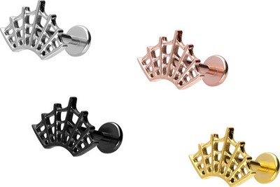 PIERCINGLINE  Piercing Stecker Titan Labret mit Push Fit SPINNENNETZ