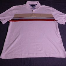 Tommy Hilfiger Polo Shirt Colorblock Striped White Mens XL Classic Fit Casual