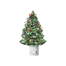RAZ Imports Vintage Metallic Green Christmas Tree Night Light 5.75 Inch