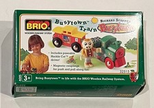 Vtg Brio Busytown Wood Train with Huckle Cat and Caboose Use in Marked Box 32515