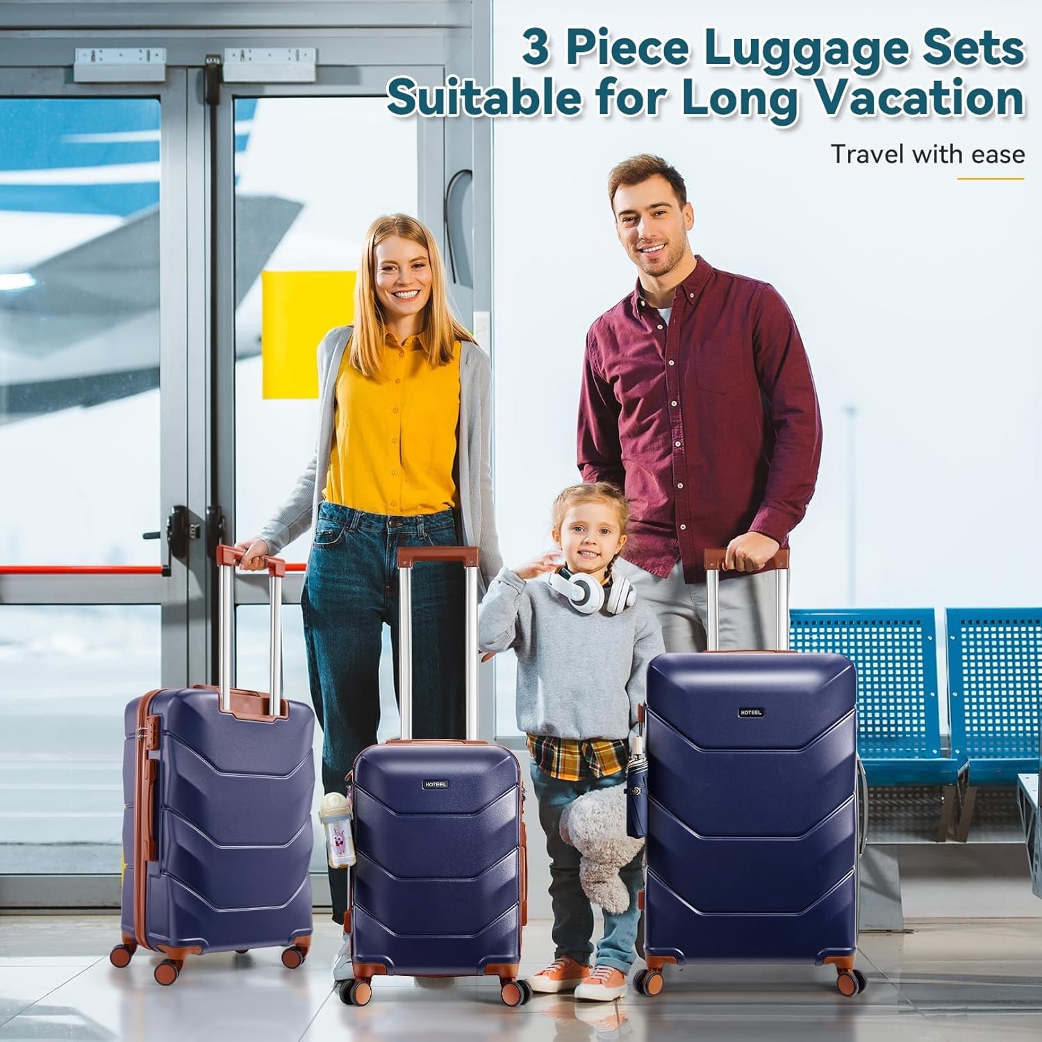 3 Piece Luggage Set 20''/24''/28'' Hardshell Suitcase ABS+PC for Business Travel