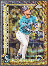 2025 Topps Gilded Julio Rodriguez Gold Wave Refractor /75 Seattle Mariners