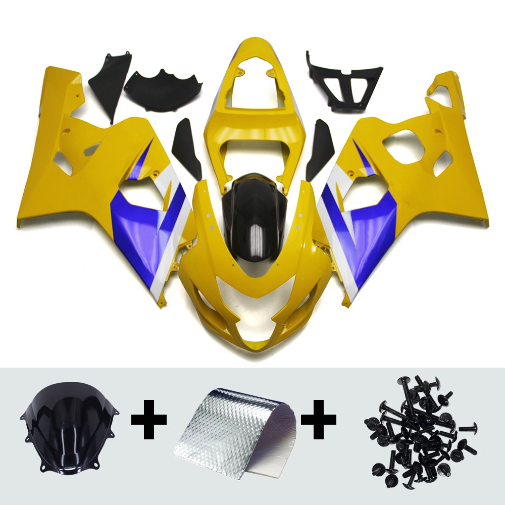 Yellow Blue ABS Fairings Kit For Suzuki GSXR600 GSXR750 K4 2004 2005 Bodywork