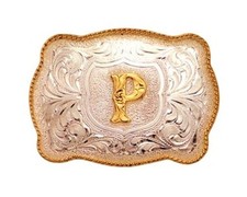 Crumrine Western Belt Buckle Kids Youth Initial Silver Gold C10594