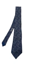 HERMÉS pure Silk Men’s Tie In Blue W Paisley Print GOOD.CON