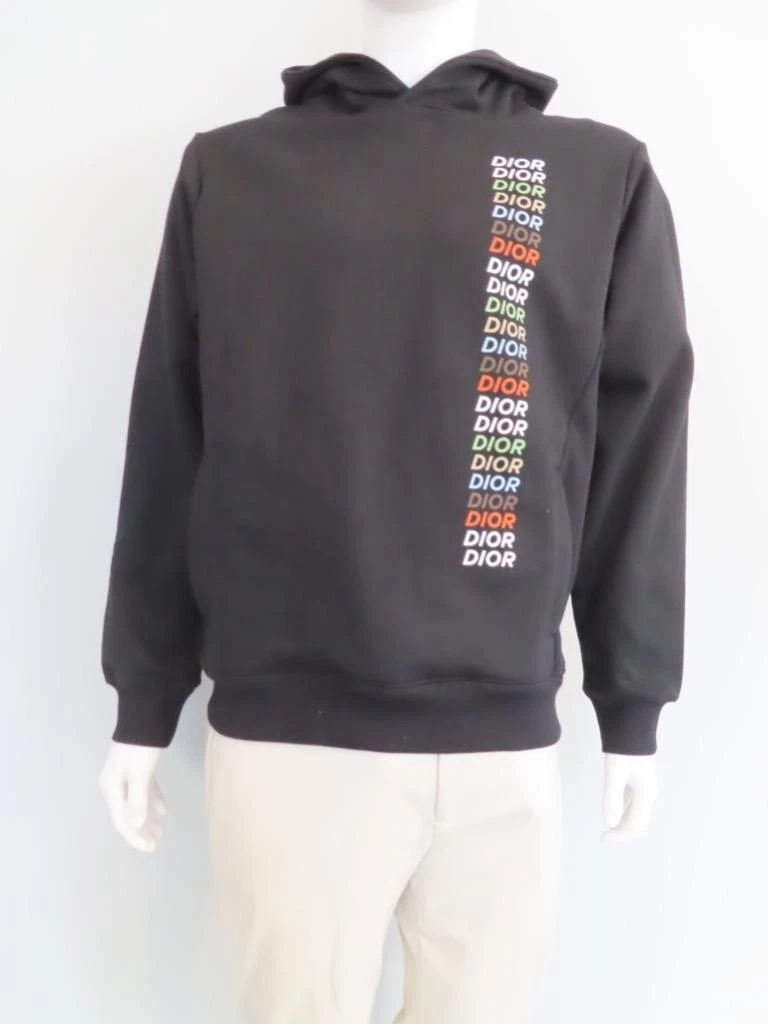 Felpa con cappuccio a maniche lunghe Dior Homme nera multicolore stampa logo taglia M nuova con etichetta