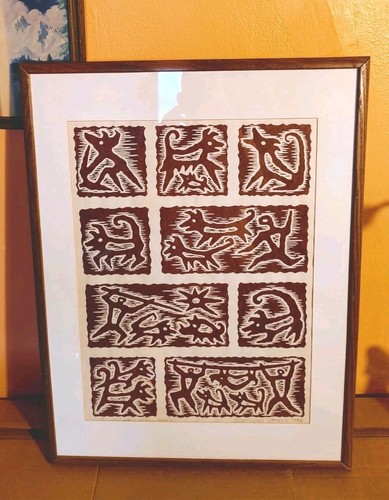 Dietrich Varez Woodblock Print "Hawaiin Dog" Signed (NO FRAME)