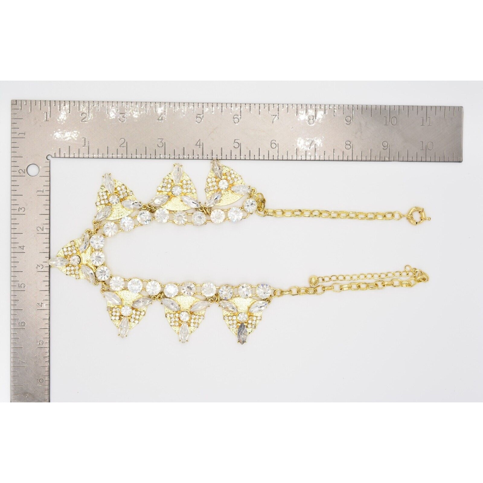 Statement Crystal Collar Necklace Rhinestone Brus… - image 12