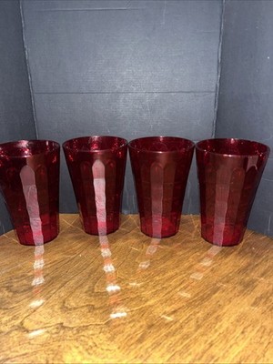 Tupperware Ice Prism Acrylic Tumblers 16oz Cherry Red Set of 4