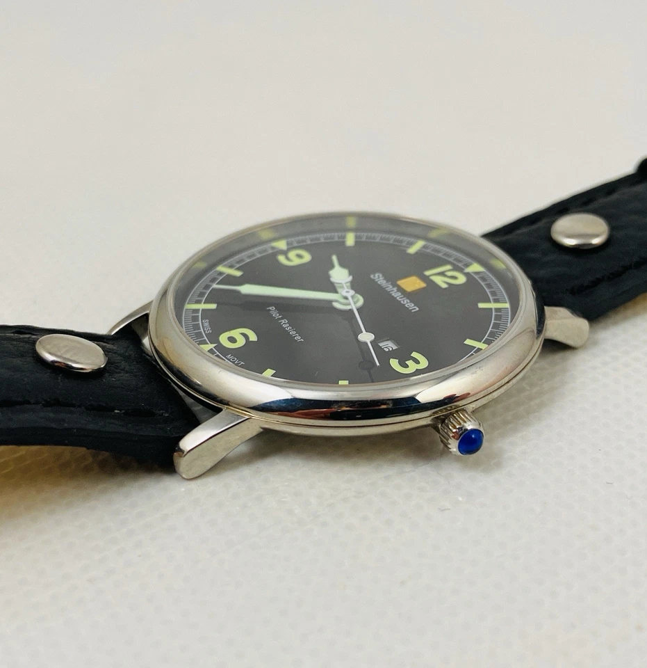 🌟 Reloj de pulsera Steinhausen Pilot Afeier para hombre, fecha, 5 joyas, raro, LWS497-0269 Foto 2 de 4