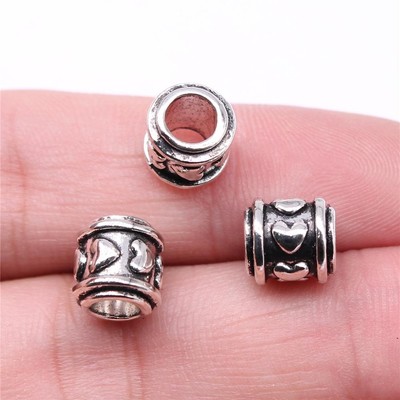12 or 30PCS Antique Silver Tone 3D Heart Big Hole Bead 9x9x9mm GGS472-14813