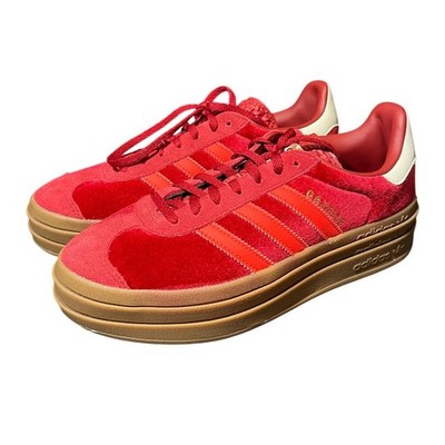 Adidas Gazelle Bold Sneakers Womens 7.5 Red Velvet Platform Gum Sole IG4388
