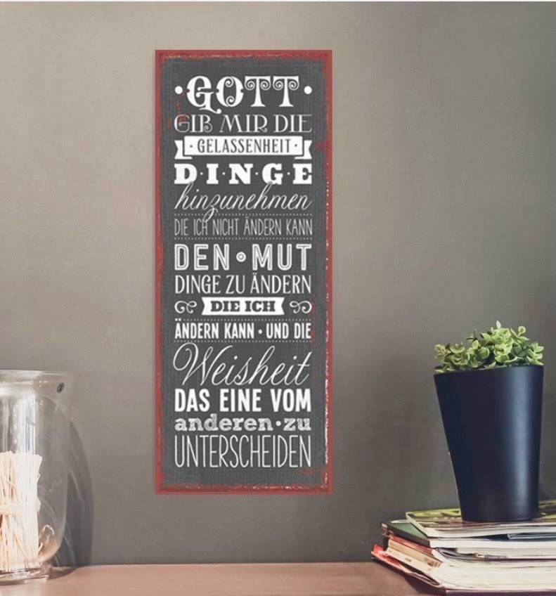 Metallschild, Blechschild "Gott gib mir die Gelassenheit ../ Christlich/ Shabby