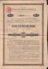 AUSTRIA RAILWAY K.K. Priv. Südbahn-Gesellschaft Vienna 1885+ dividend coupons
