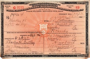 Antique 1924 Prohibition Whiskey Pint Bottle Prescription Doctor Pharmacy Bar PA