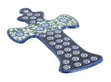 Blue Rose Polish Pottery Seaside Swirl Cross