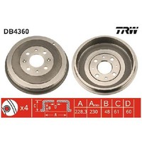 2X Bremstrommel Hinten FüR Opel Corsa S07 X15 1.0 1.2 1.4 06 Bis 26 TRW B12XEL