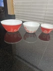 Vintage Charm Inspired By Pyrex Tickled Pink Set Of 3 Nesting Mixing Bowls NWOB