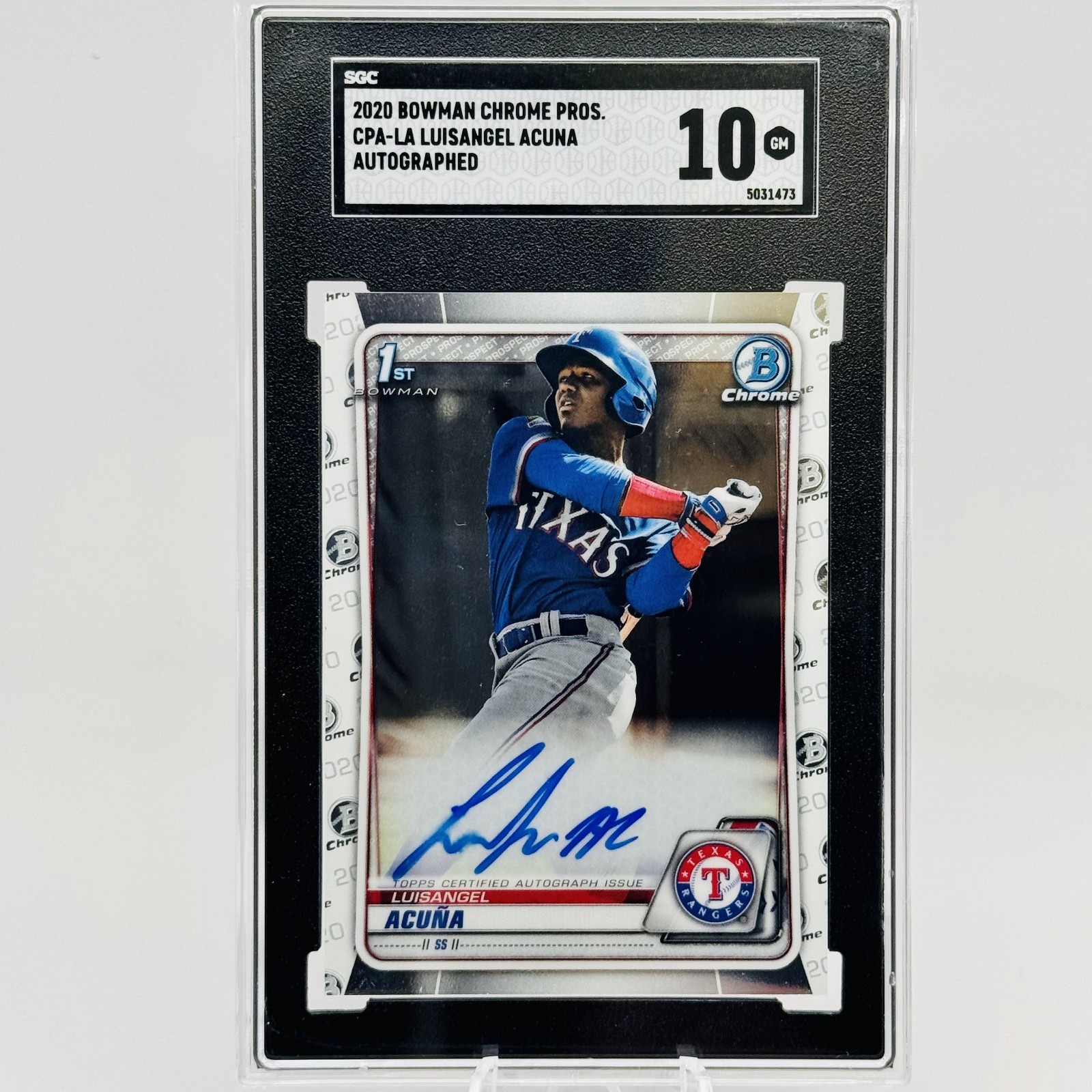 LUISANGEL ACUNA Auto 1ST SGC 10 GEM 2020 Bowman Chrome #CPA-LA (AU,RC) White Sox