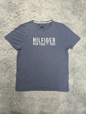 Tommy Hilfiger T-shirt bleu 90s coton bio homme M USA #lot-qzo-278