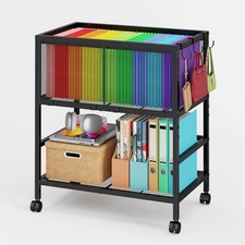 Rolling File Cart for Letter Size, Metal Hanging File Organizer with
