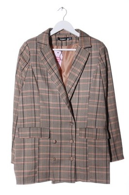 MISSGUIDED Long-Blazer Damen Blazer Gr. DE 36 hellgrau-rot-schwarz Casual-Look