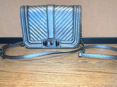 Rebecca Minkoff Darren top zip crossbody bag in dark grey leather
