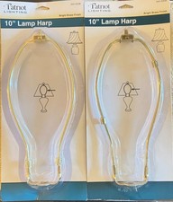 New PAIR of 10" TALL BRASS PLATED HEAVY DUTY LAMP HARPS $5 SHIPPING