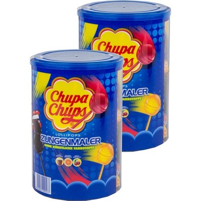 Chupa Chups Lollipops Zungenmaler 100 Stück - Cola, Orange, Kirsch (2er Pack)