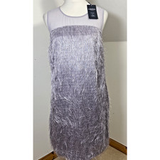 M&S Limited Edition Shift Dress Lilac Purple Fluffy Size 12 Hairy Party Evening