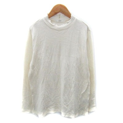 IEDIT Women's Long Sleeve High Neck Top L Off White Plain