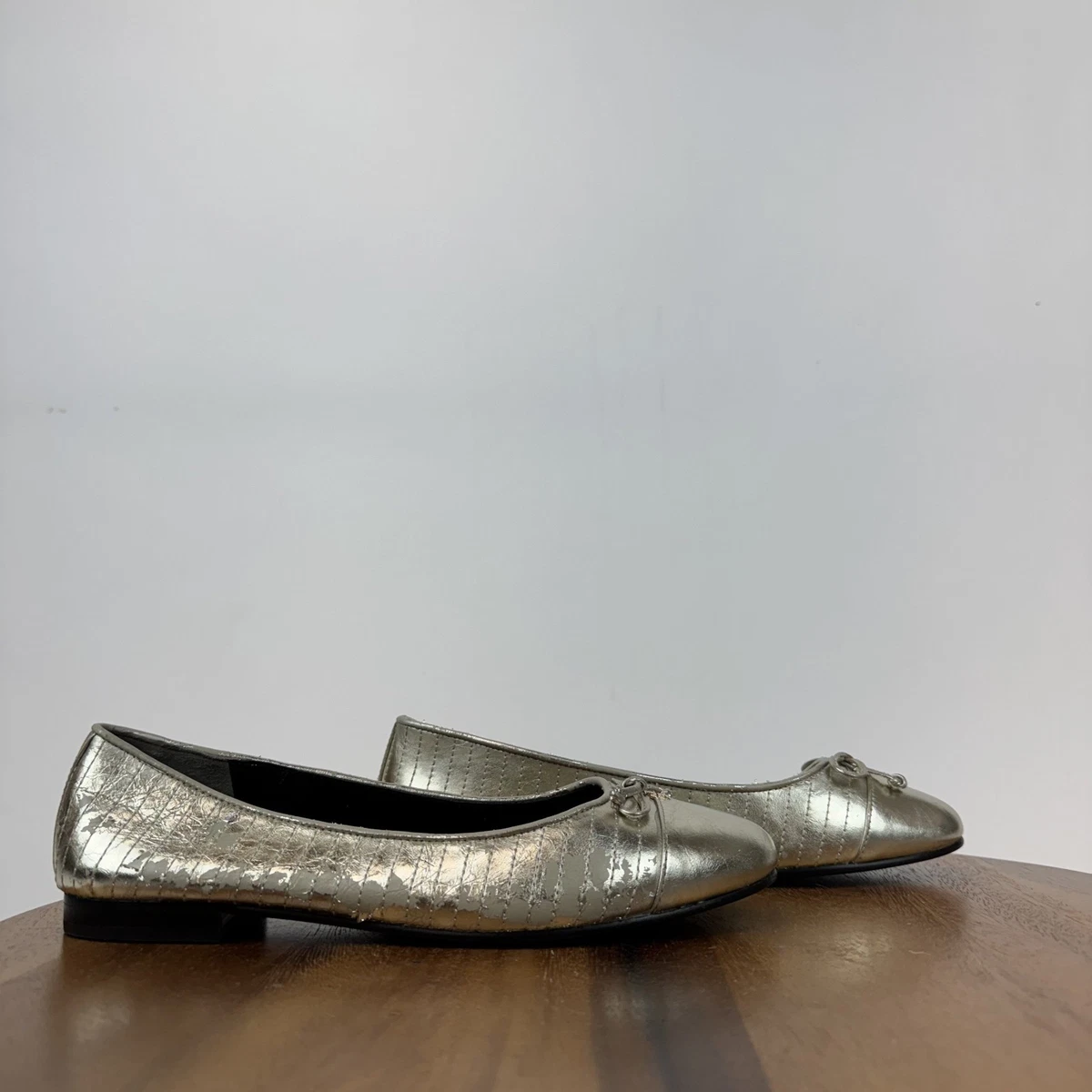 Tory Burch Metallic Silver Leather Raleigh Flats Sz 7 M Tory Burch Women main image 3