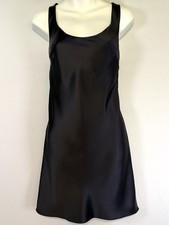 ASOS DESIGN Mini Satin Slip Dress US 6 Black Scoop Back 90s Y2K
