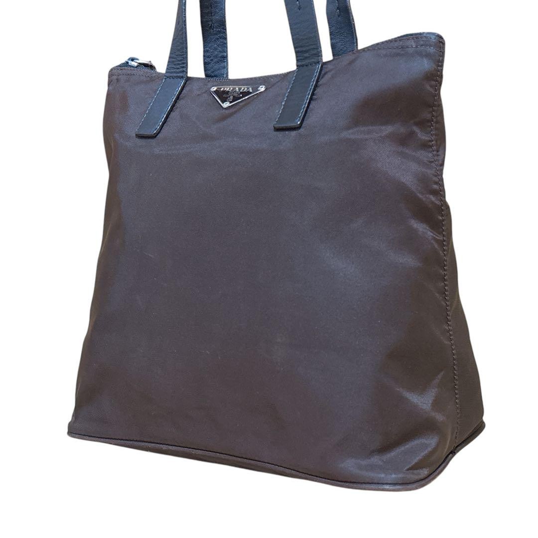 Prada Testo Nylon Leather Logo Tote Bag Made in Italy Used Excellent Condition