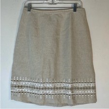 NEW with Button Tag Talbots Irish Linen Blend Embellished Pencil Skirt. 12.