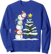 Christmas Snowman Topper Tree Holiday Family Unisex Crewneck Sweatshirt